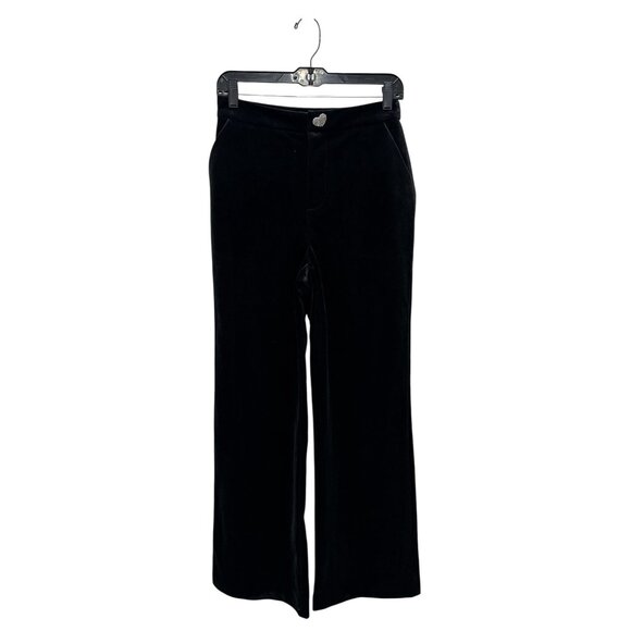 AVEC LES FILLES Women Black Velvet Dress Pants 2 - Picture 3 of 7